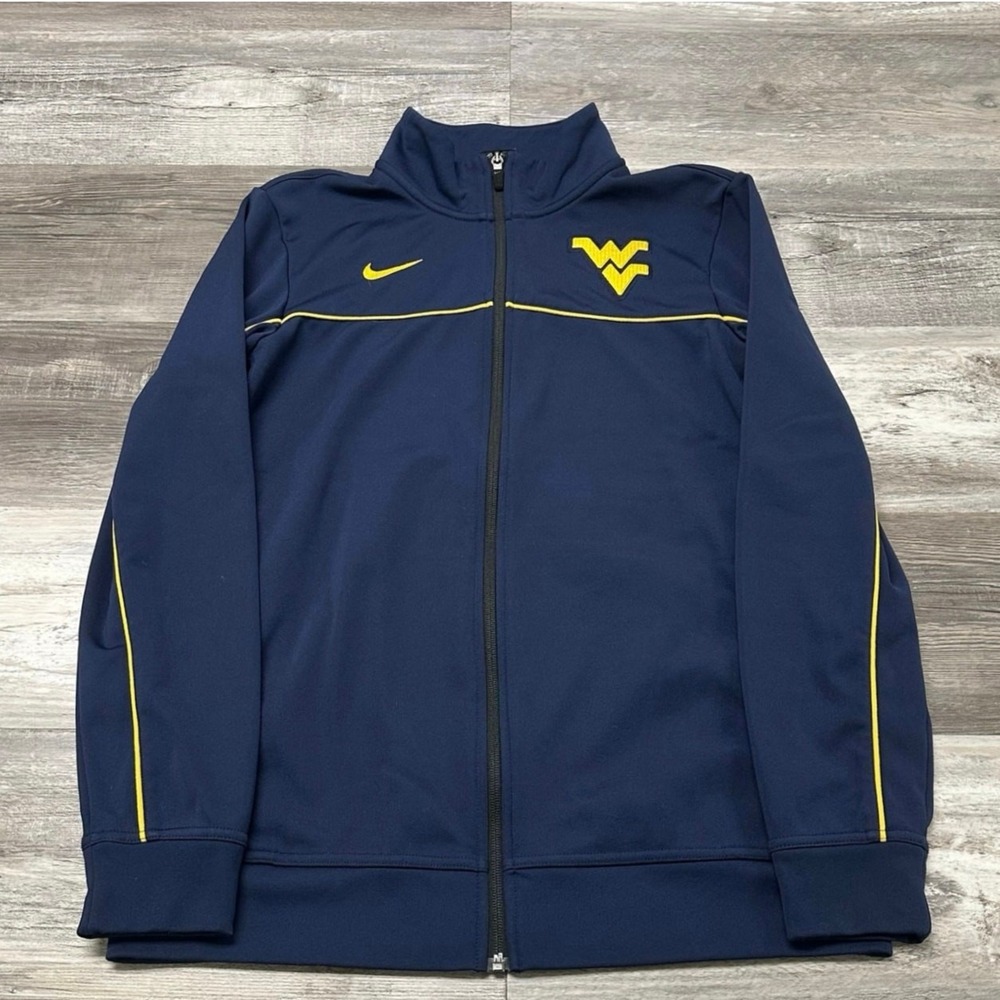 Nike Dri Fit Blue Yellow West Virginia Mountaineers S Mini Swoosh Track Jacket‎